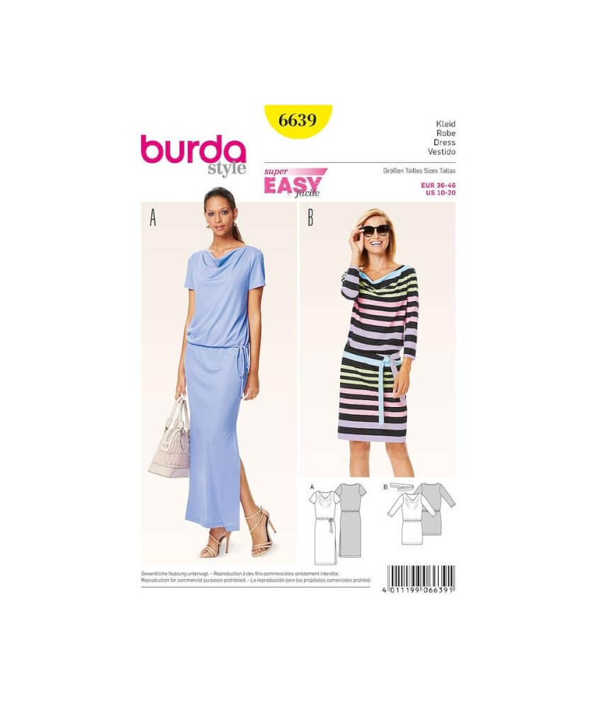 Patron Burda 6639 Robe du 36 au 46