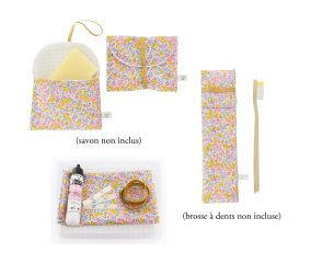 Kit couture 1 étui brosse à dents et 2 pochettes à savon en tissu Liberty ®