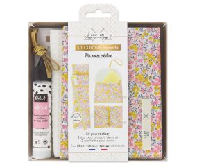 Kit couture 1 étui brosse à dents et 2 pochettes à savon en tissu Liberty ®