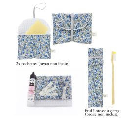 Kit couture 1 étui brosse à dents et 2 pochettes à savon en tissu Liberty ®