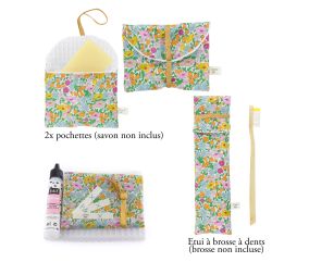 Kit couture 1 étui brosse à dents et 2 pochettes à savon en tissu Liberty ®