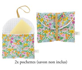 Kit couture 1 étui brosse à dents et 2 pochettes à savon en tissu Liberty ®