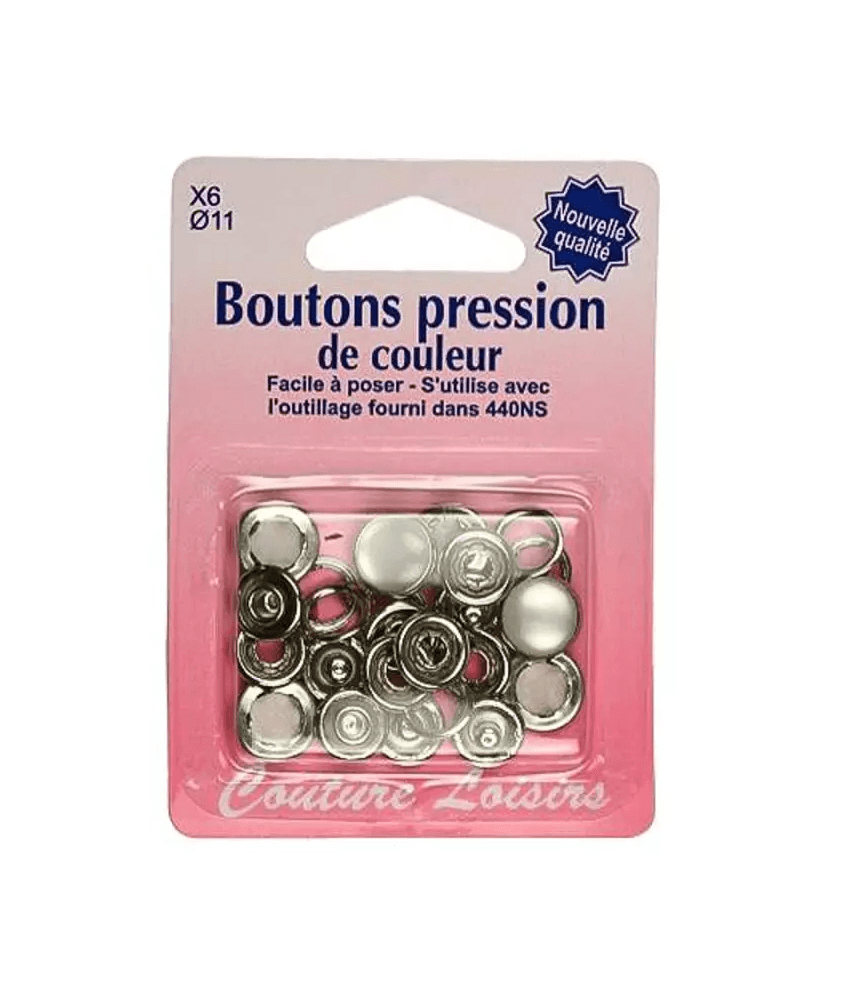 Bouton pression métal 11 mm couleur perle