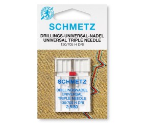 Aiguille triple universel Schmetz 130/705 H DRI - Dimension 2,5/80 - 1 pces - SCHMETZ