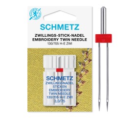 Aiguille double de broderie 130/705 H-E ZWI - Dimension 3,0/75 - 1 pces - SCHMETZ