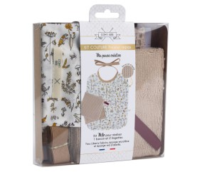 Kit couture premier repas, bavoir en tissu Liberty ® Milo - niveau débutant