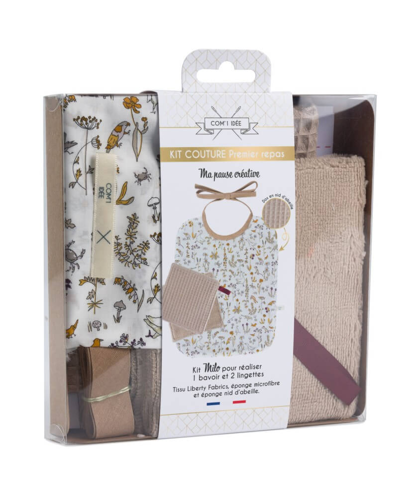 Kit couture premier repas, bavoir en tissu Liberty ® Milo - niveau débutant