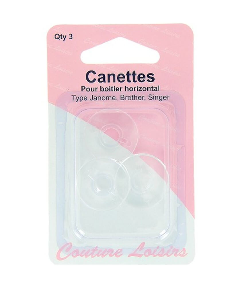 Lot de 3 Canettes plastique pour boitier horizontal type Janone Brother Singer - Couture Loisirs