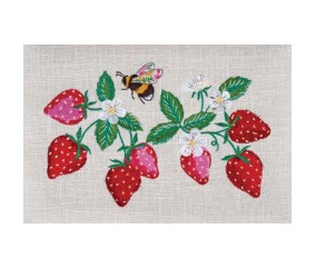 Boîte de Couture "Fraise" brodé - 18.5x25.5x14.5 cm - Hobby Gift