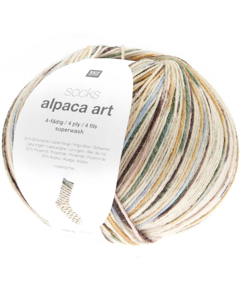 Pelote de Laine Socks Alpaca Art 4 fils - 100g - Rico Design : Chaussettes Douces et Confortables