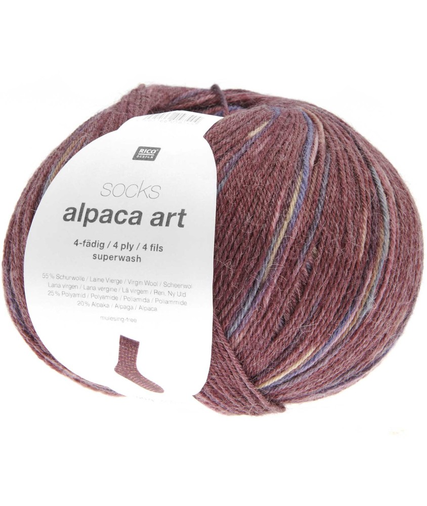 Pelote de Laine Socks Alpaca Art 4 fils - 100g - Rico Design : Chaussettes Douces et Confortables