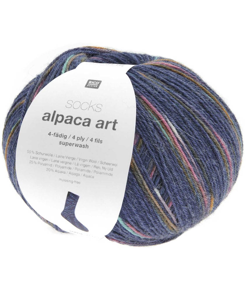 Pelote de Laine Socks Alpaca Art 4 fils - 100g - Rico Design : Chaussettes Douces et Confortables