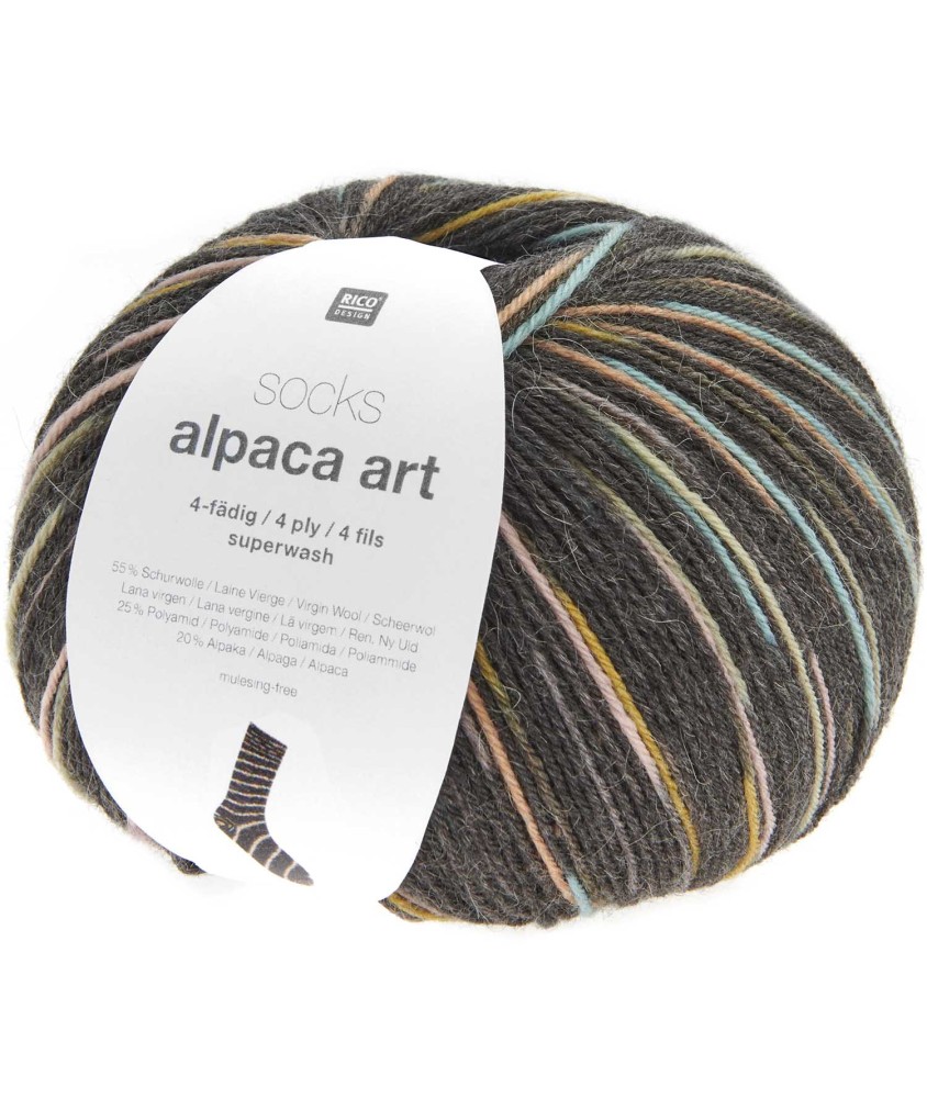 Pelote de Laine Socks Alpaca Art 4 fils - 100g - Rico Design : Chaussettes Douces et Confortables