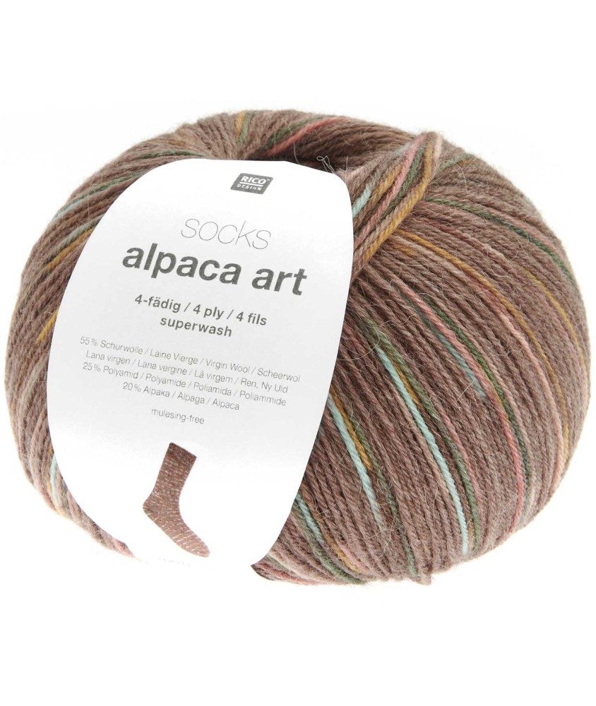 Pelote de Laine Socks Alpaca Art 4 fils - 100g - Rico Design : Chaussettes Douces et Confortables