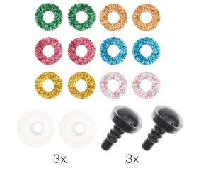 Set d'yeux de sécurité pour peluches - 12mm 6 couleurs 3 paires - Rico Design