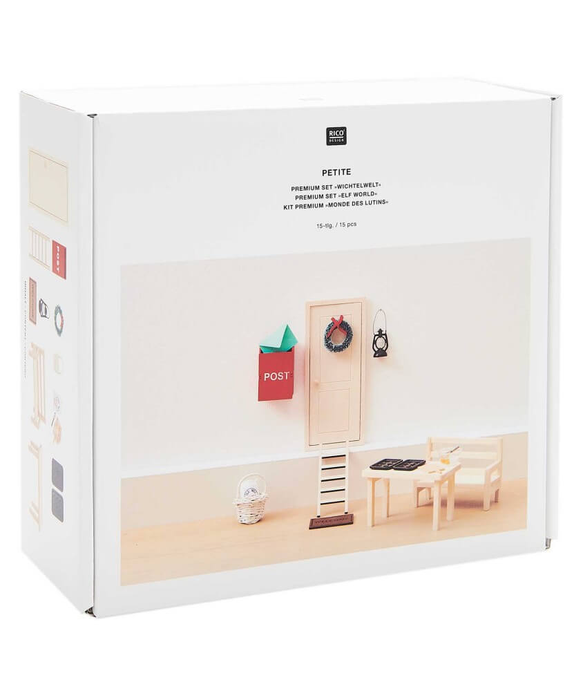 Kit débutant composé de 15 pièces appartenant à la gamme Monde des lutins de la marque Rico Design