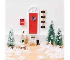 Porte Miniature en Bois avec Arche Rouge et Blanche - Rico Design