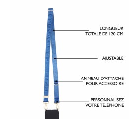 Sangle / Anse pour Pochette Téléphone ou pochette motif grecque -  120 x 1 cm - DRAEGER