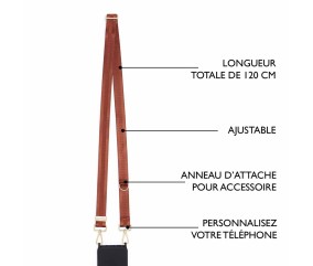 Sangle pour Pochette Téléphone ou Sac à main -  120 x 1 cm - DRAEGER