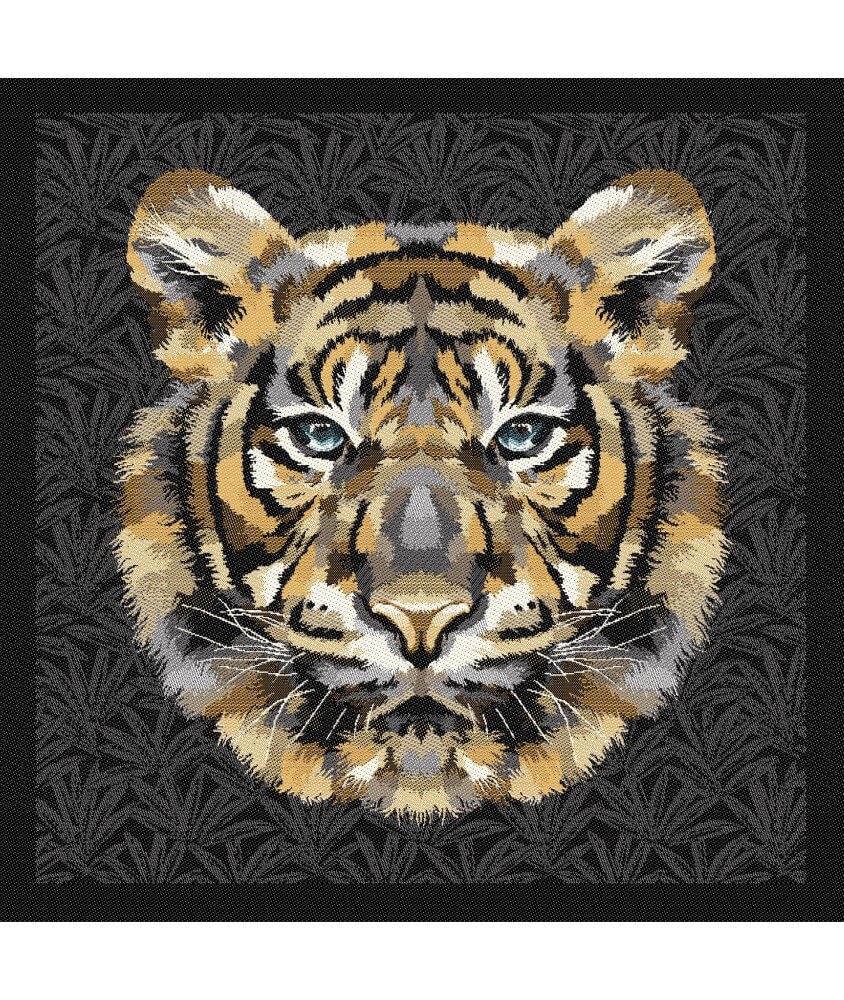 Tissu carré jacquard 48x48 cm tigre