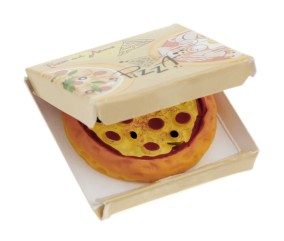 Pizza miniature dans une boîte à pizza, 3,2 x 3,2 cm pour le monde des lutins - Rico Design