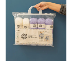 Kit de 10 pelotes: Tricotez votre cabas au crochet avec PINGO FIRST VICHY VICHY BLEU - Pingouin