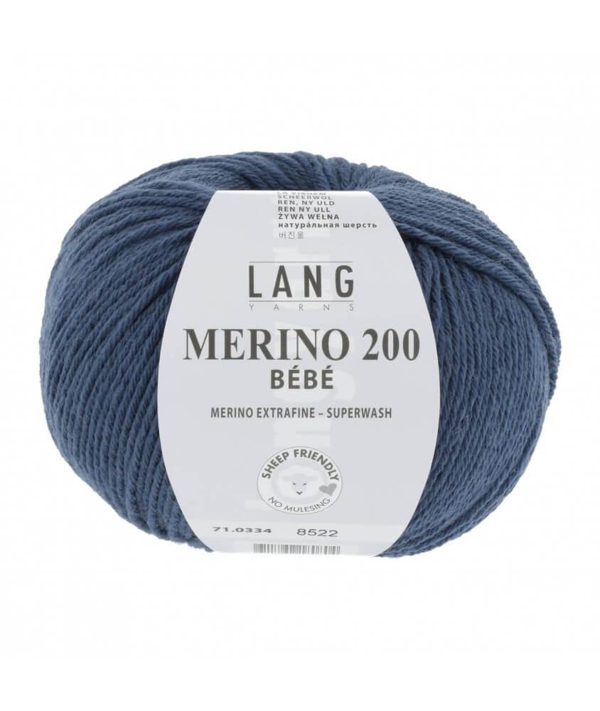 Pelote coton lang yarns Merino 200 baby bébé bebe cotton Sperenza bleu 334