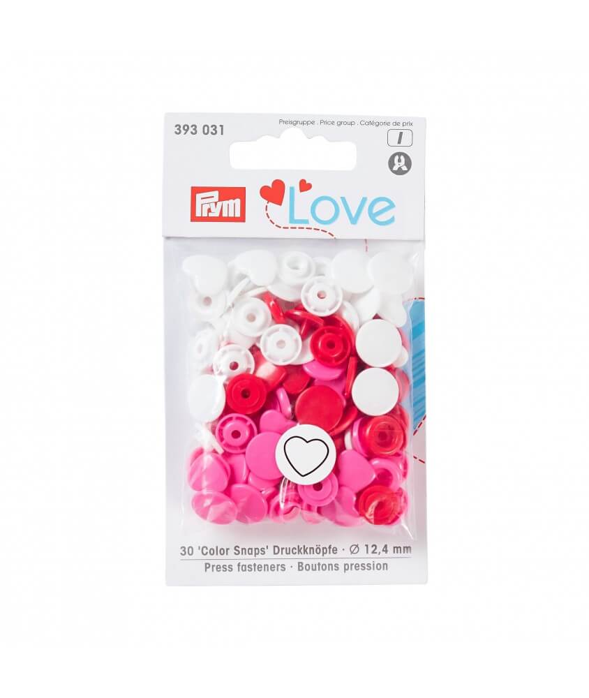  Bouton pression Color Love Coeur 12,4mm X 30 - Prym - certifié Oeko-Tex